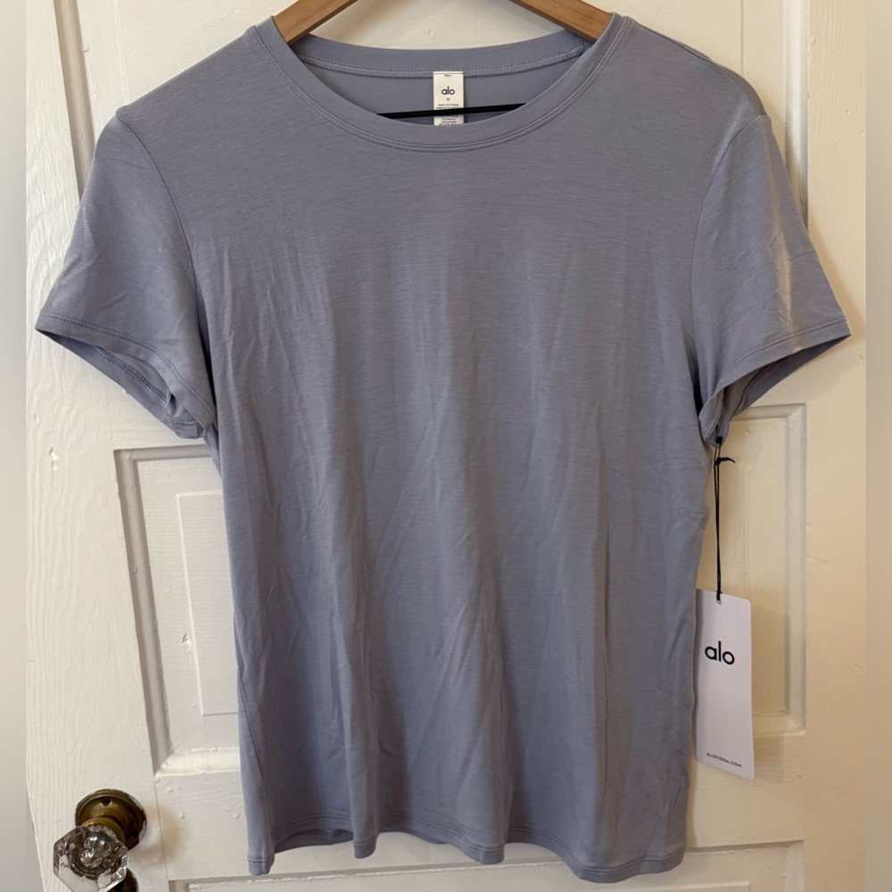 Alo Yoga All Day Short Sleeve Winter Frost M - Picture 3 of 6